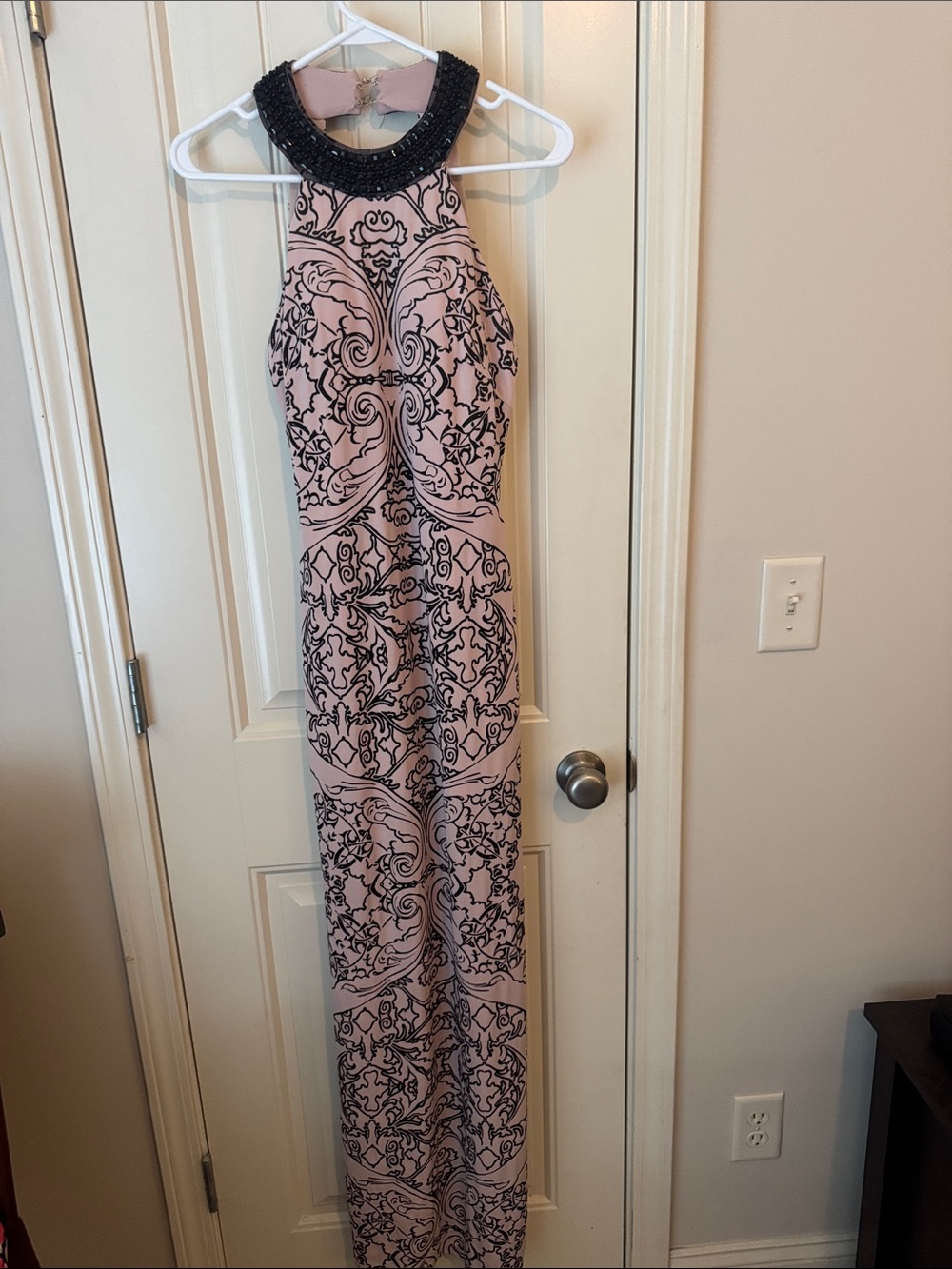 Jump Blush Pink Gown with Black Beaded Halter